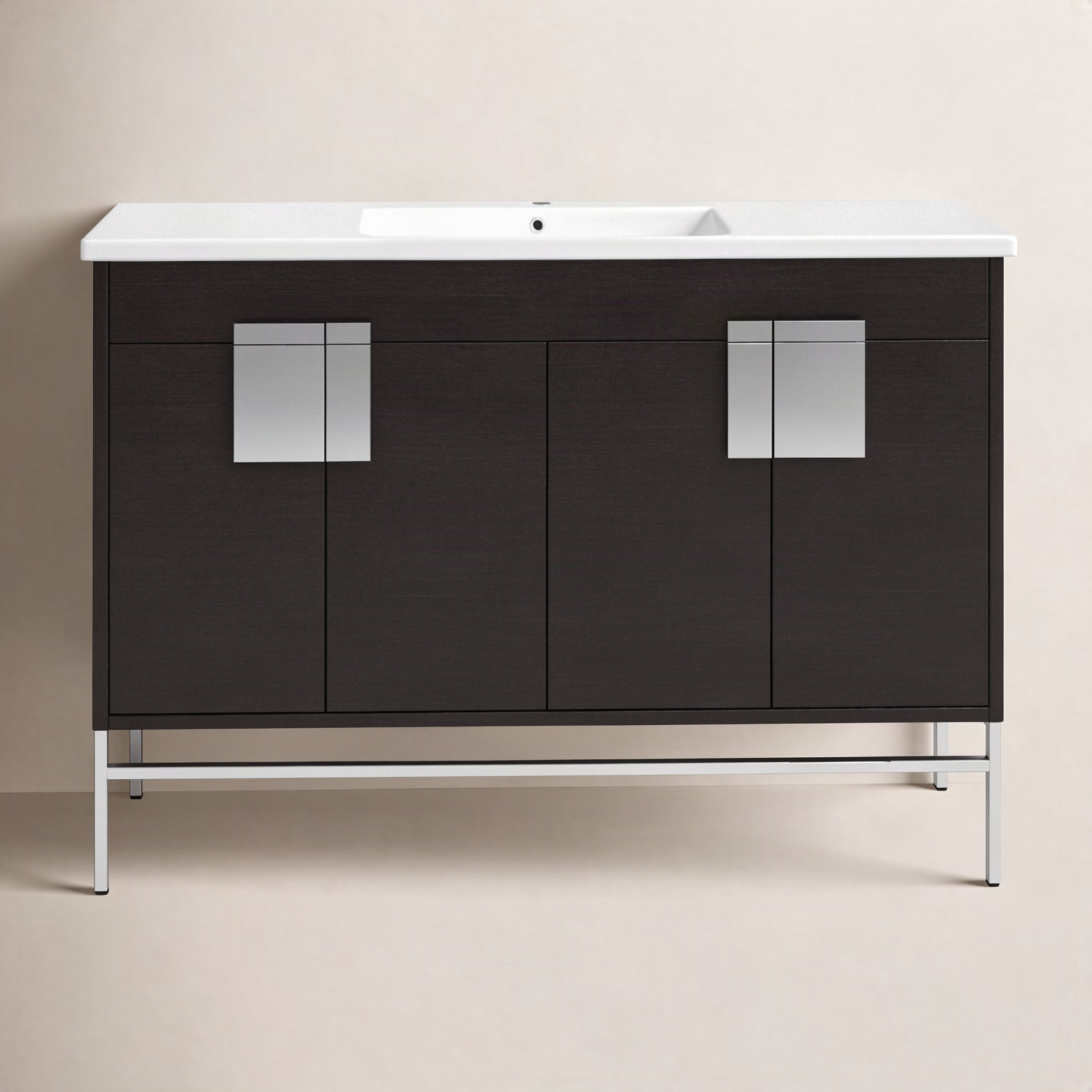 Maisie 48'' Single Bathroom Vanity, Black, Polish Chrome