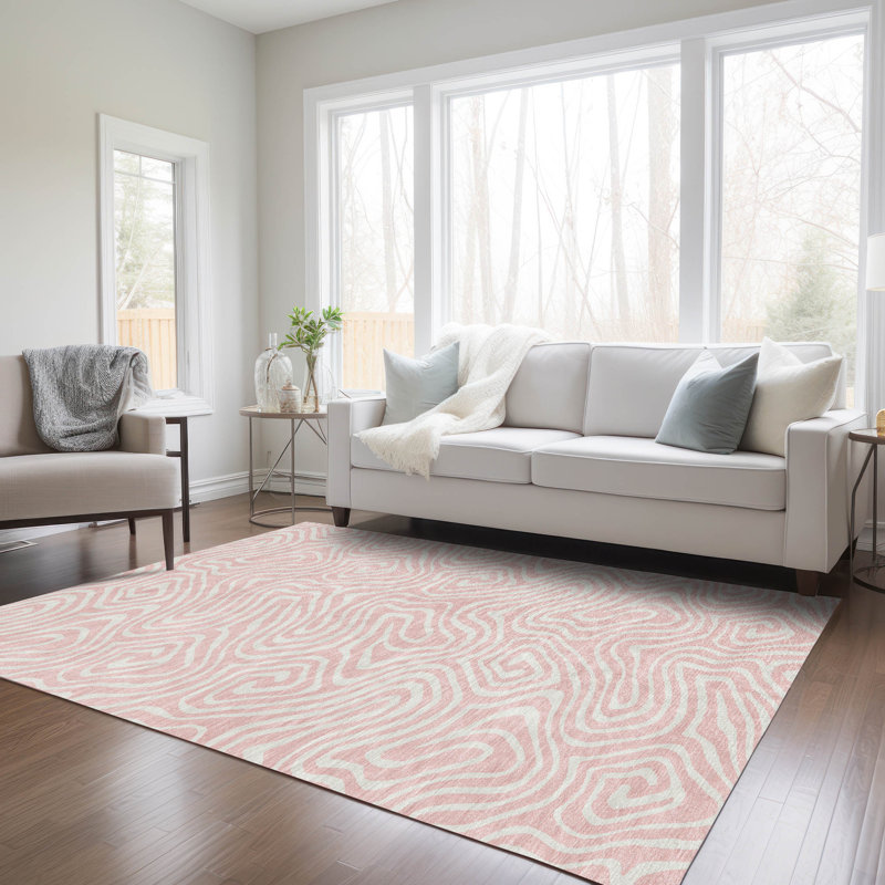 Addison 8' x 10' Pink Synthetic Flat Woven Washable Rug