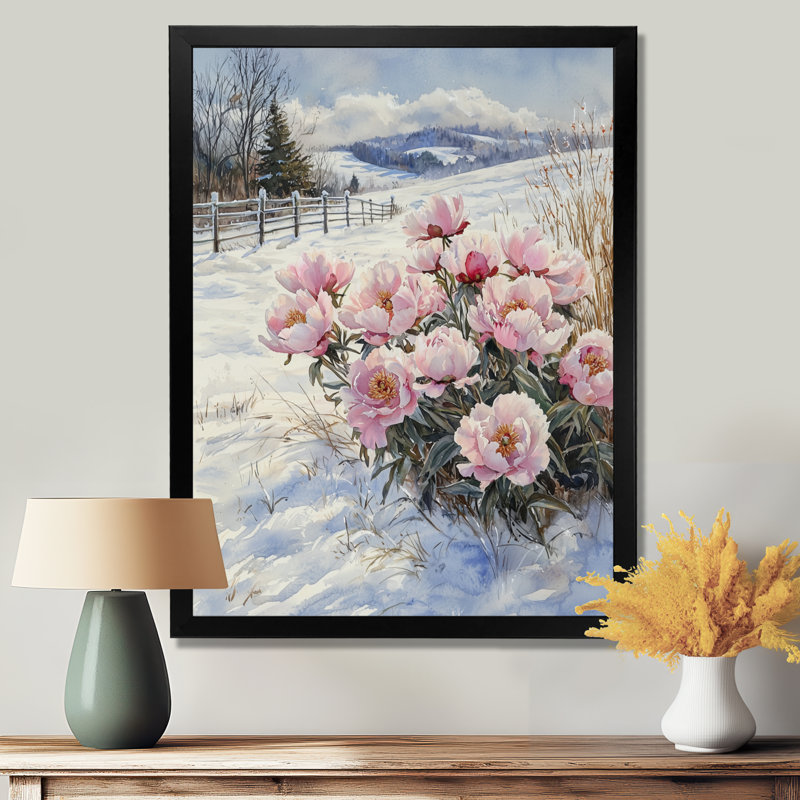 Hartland - art mural floral, H 32 po x l 24 po, Noir, Reproduction encadrée d'une seule photo