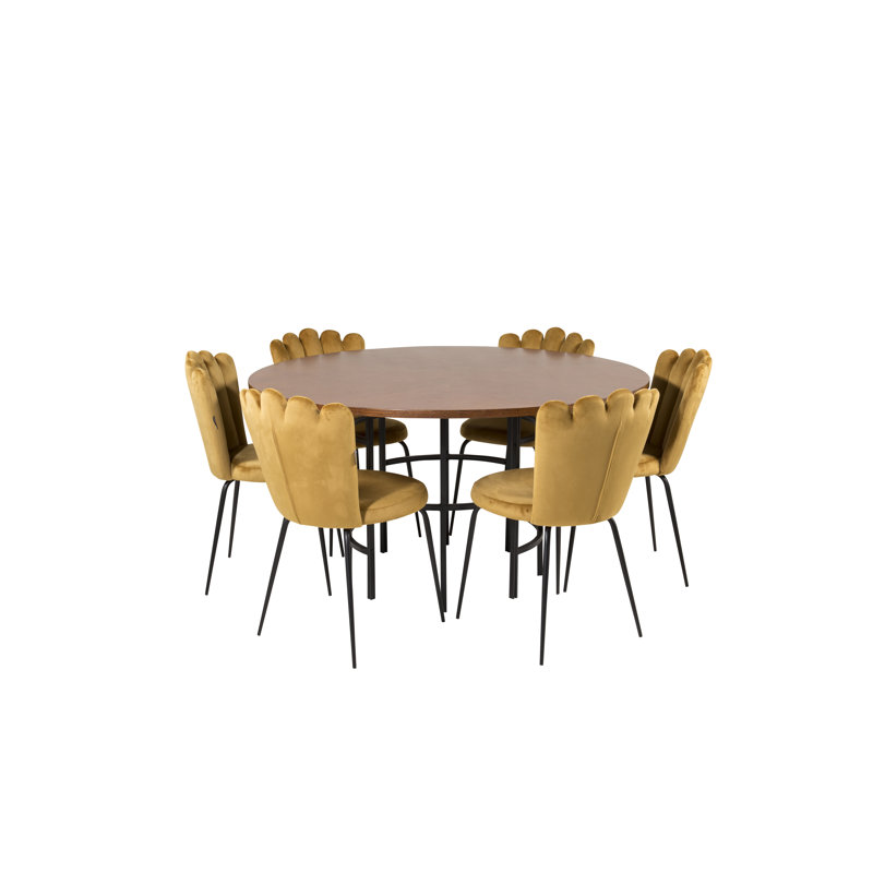 Checketts Dining Set, Brown, Yellow