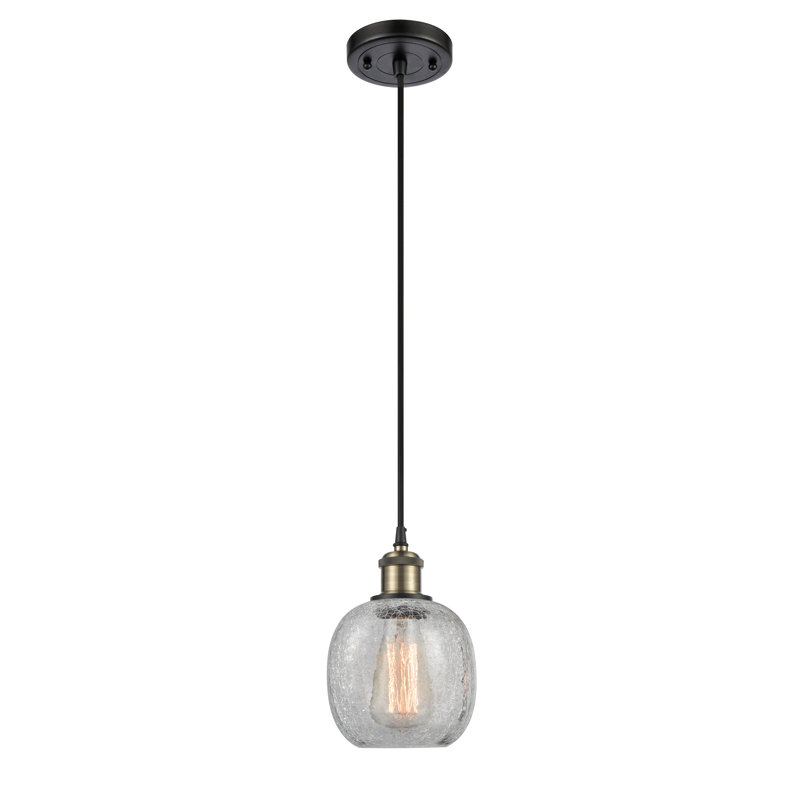 Carlucci 1 - Light Single Pendant, Clear Crackle, Black Antique Brass
