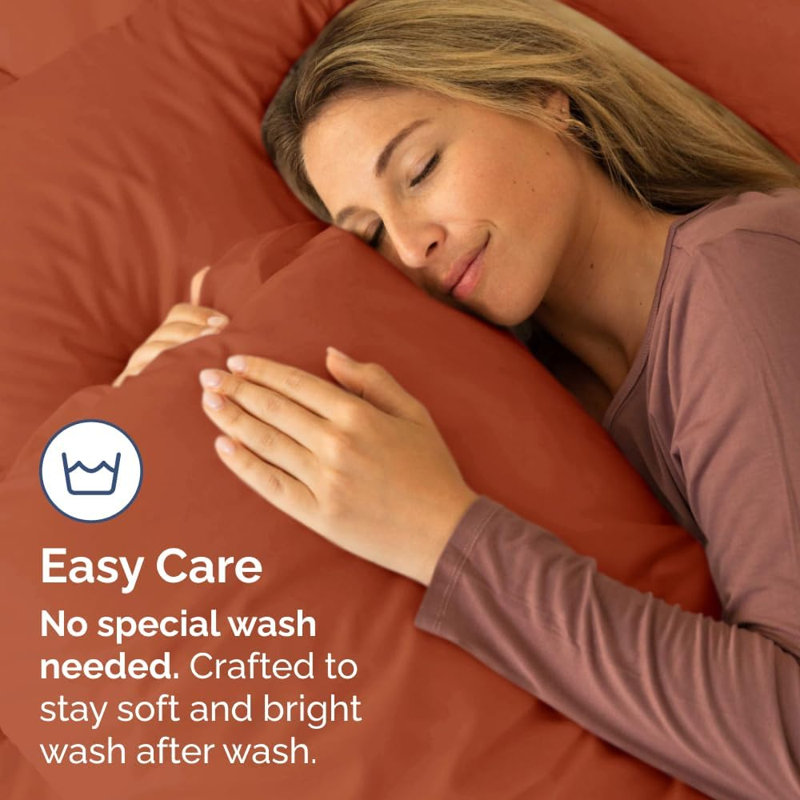 Microfiber Pillowcase Set of 2, Soft Double Brushed Pillow Covers, Breathable & Easy Care, Terracotta, Queen