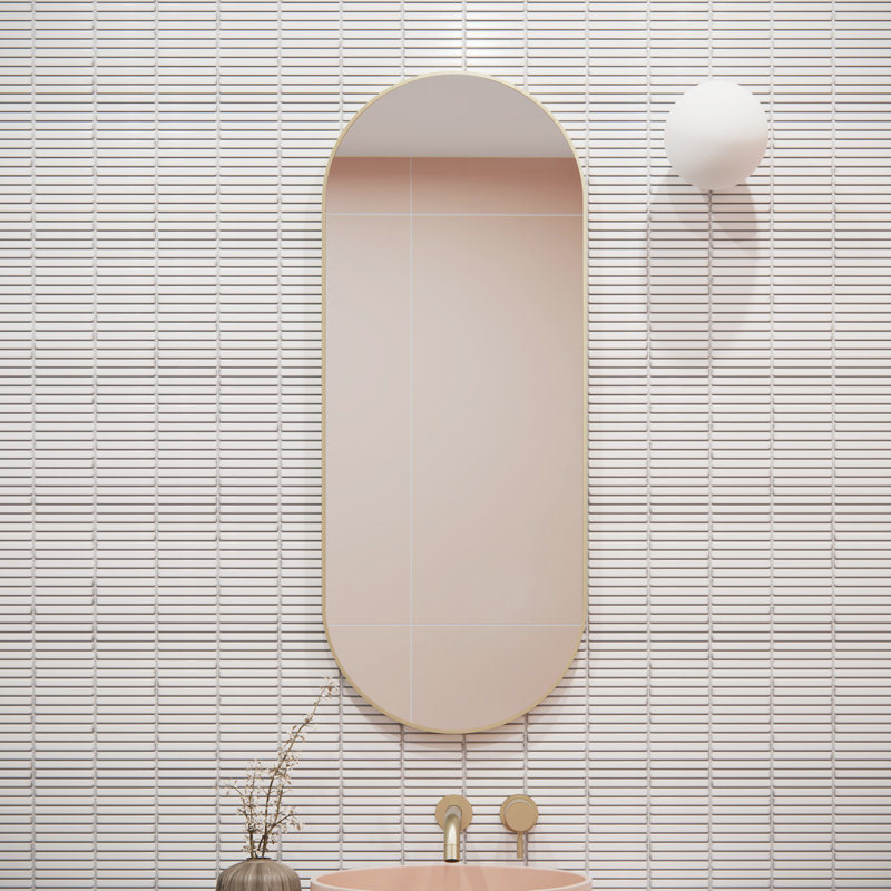 Inara Pill Mirror, Satin Brass, 40" x 16"