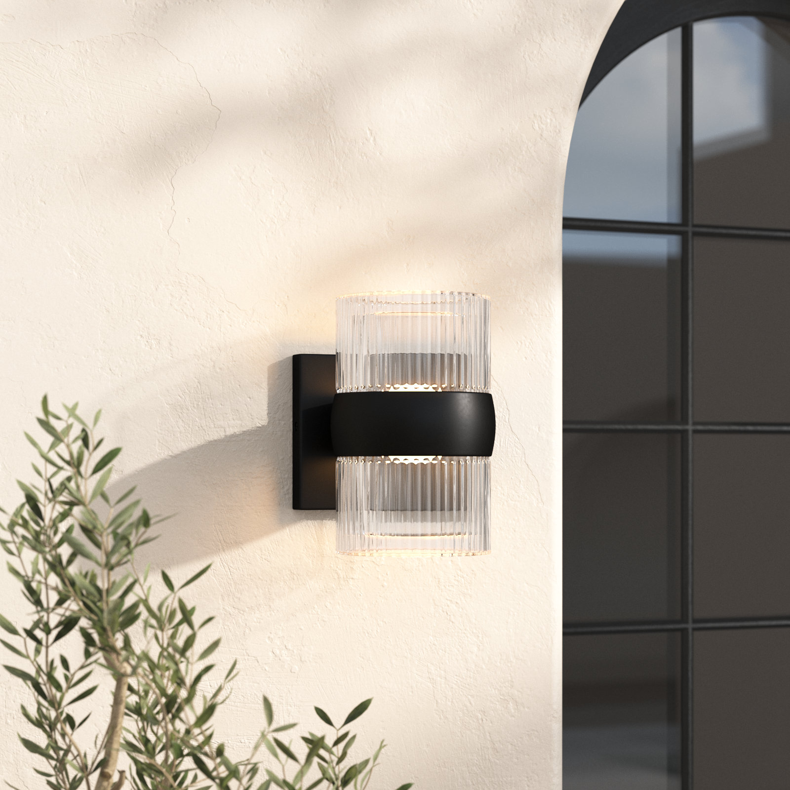 Eudia 2 Light Cylinder Outdoor LED Wall Light