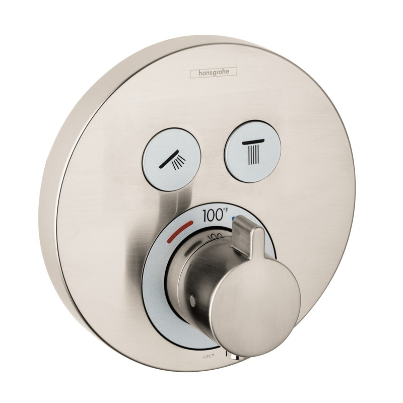 Showerselect S 1-Handle 6-Inch Wide, Temperature Memory, Thermostatic Valve Trim Only, with Diverter, Brushed Nickel