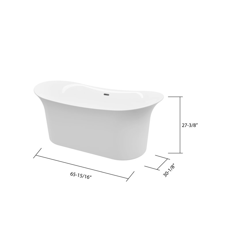 Baignoire de trempage autoportante en acrylique 66 po. X 31 po. Drayton