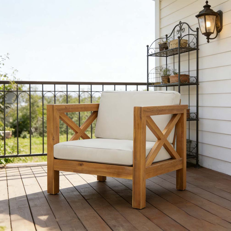 Chaise de patio pour club, Beige, Teck