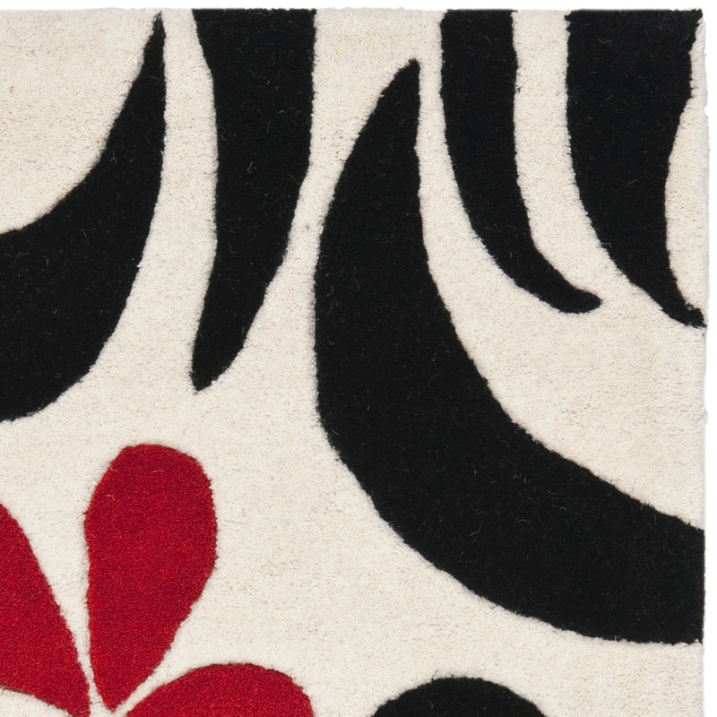 Tapis floral en laine et viscose touffeté à la main Avayah, Rectangle 2 pi x 3 pi