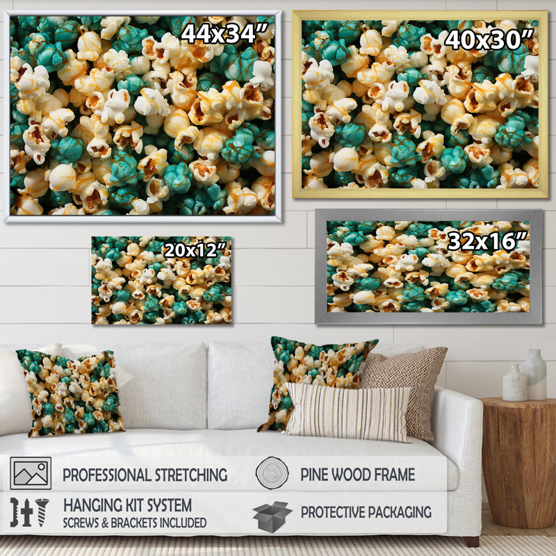 Écran jaune et vert argenté Popcorn Elegance - Popcorn Wall Art, H 12 po x l 20 po x P 1 po