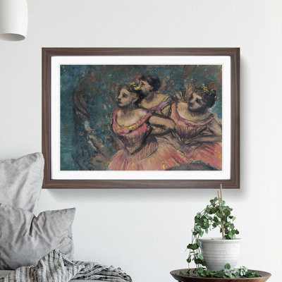Three Ballet Ballerina Dancers in Pink by Edgar Degas - Picture Frame Painting