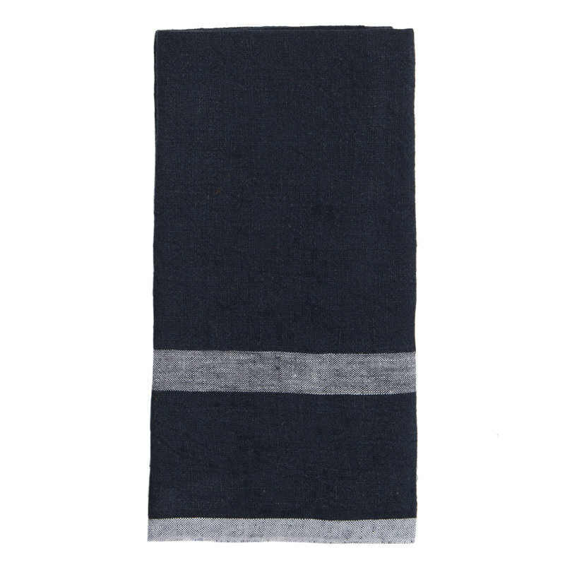 Laundered Stripe Tea Towel Kitchen Towel, Indigo/White