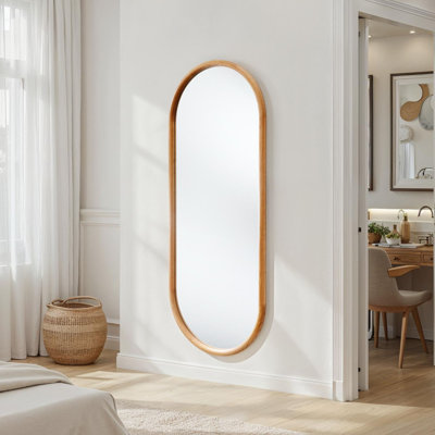 Solid Wood Oval Mirror