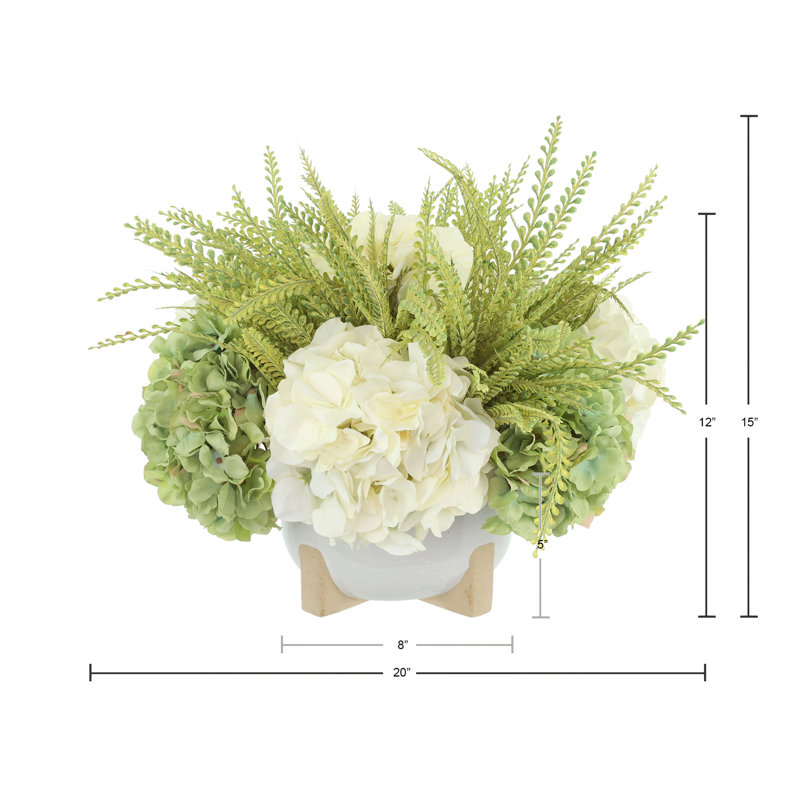 Floral Centerpiece with Hydrangeas and Ferns