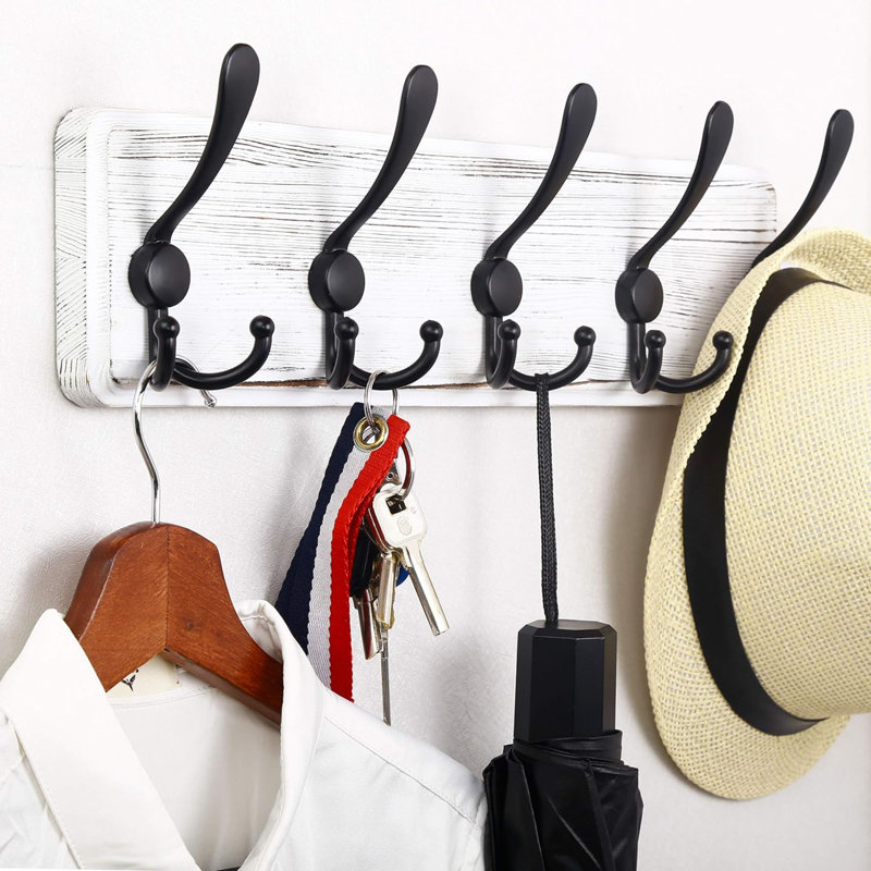 Doyal Wall 5 - Hook Wall Mounted Coat Rack, Black/White