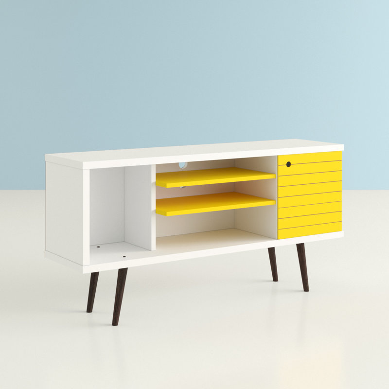 Darryl TV Stand for TVs up to 50", White/Yellow