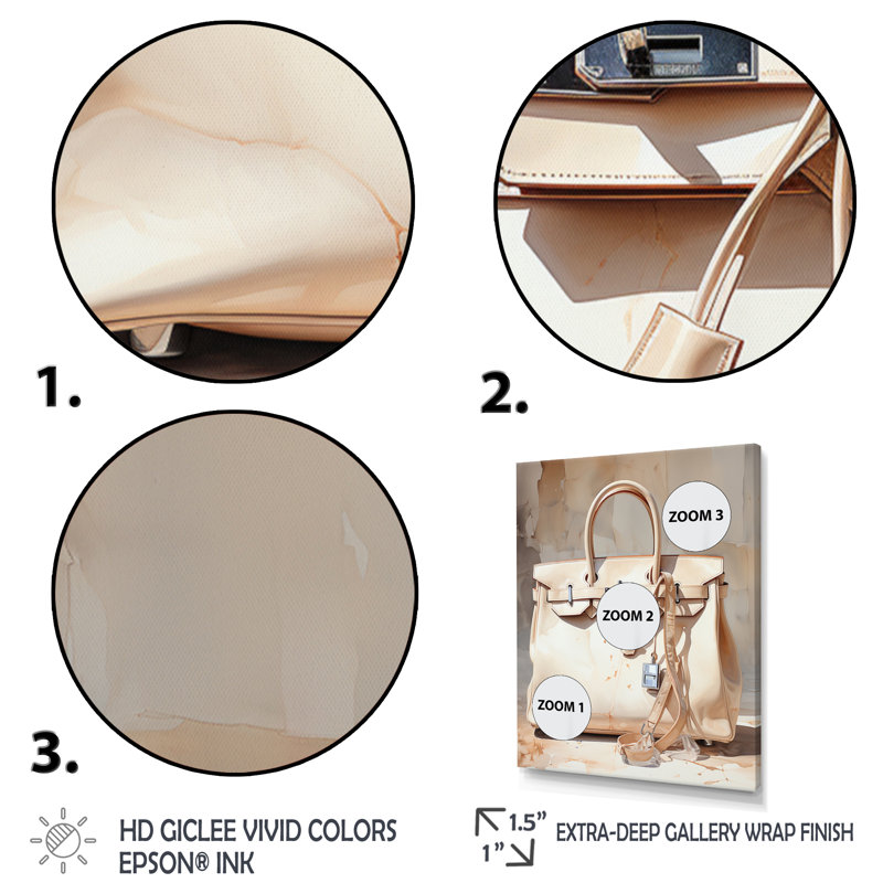 Jacarria Minimalim, sac à main beige I, impression sur toile, H 32 po x l 16 po x P 1 po, Toile tendue