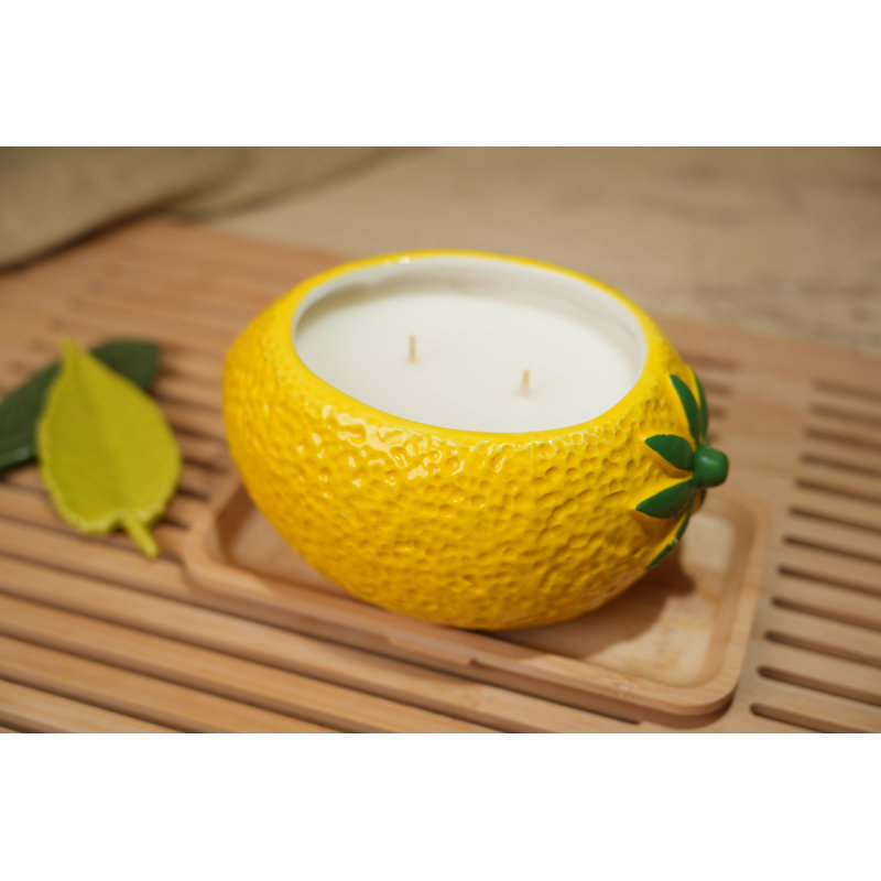 6.38in Ceramic Lemon Candle (16.5oz) - Lemon
