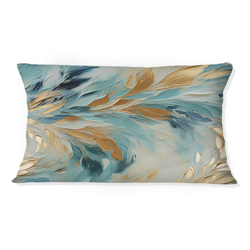 Gold And Blue Frosty Drift Experienc - Marble Printed Throw Pillow