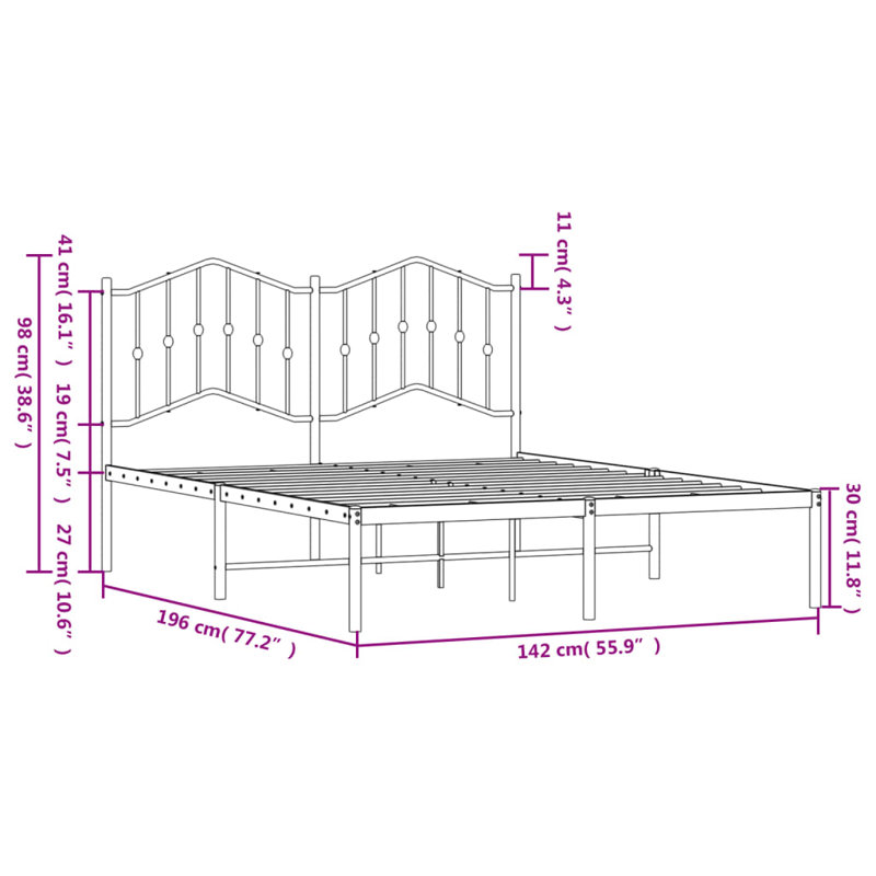 Affton Metal Bed, Black, Double (4'6)