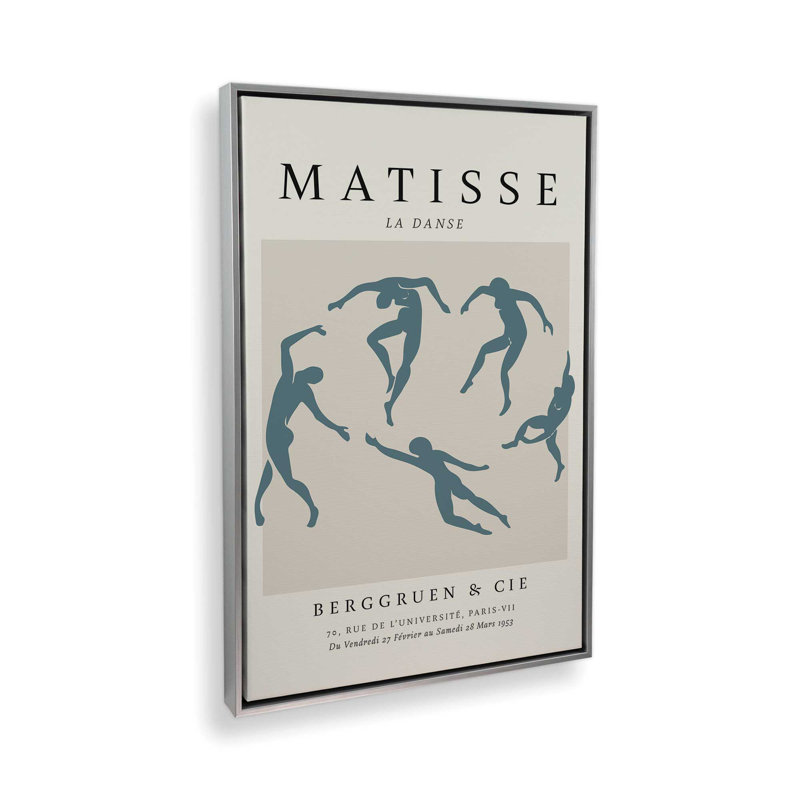 Matisse's La Danse en bleu minuit, H 12,75 po x l 8,75 po x P 1,75 po, Cadre flottant en chrome poli