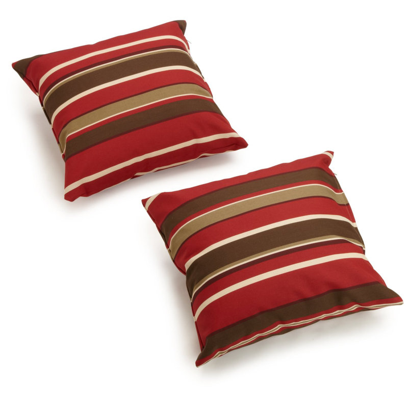 Outdoor 17" Pillow Cover & Insert, Monserrat Sangria Stripe, 17" H x 17" W