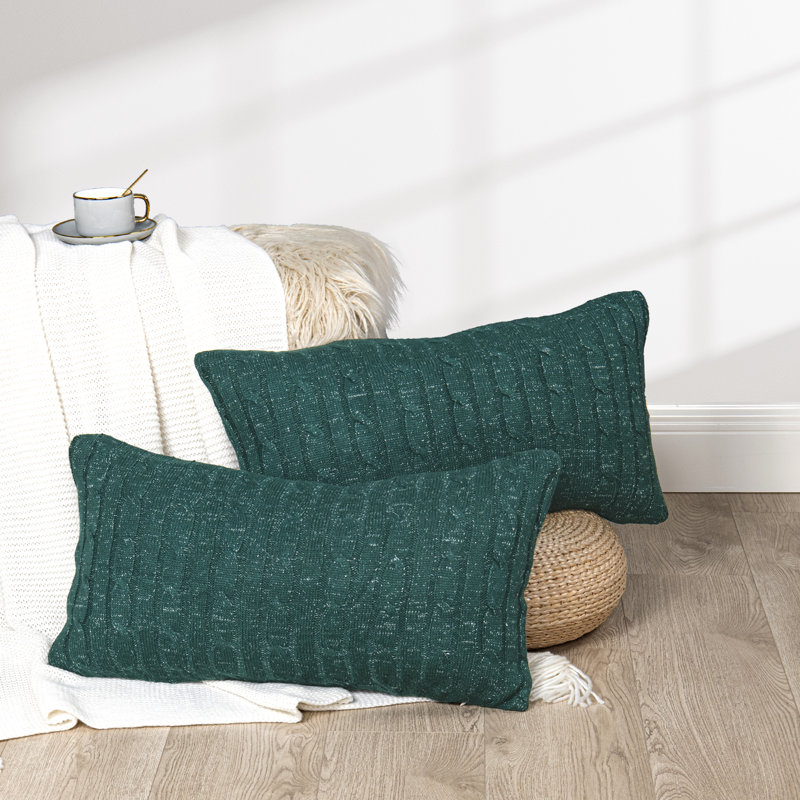 Cable Reversible Pillow Cover, Deep Teal