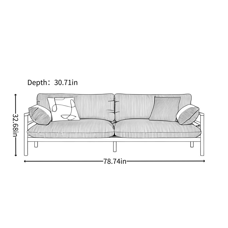 Log-style Minimalist Living Sofa, Dark Green, Dark walnut