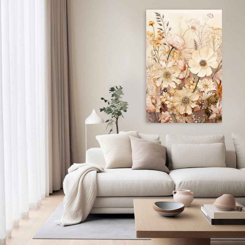 Art contemporain, paysage de marguerite abstraite, H 60 po x l 40 po