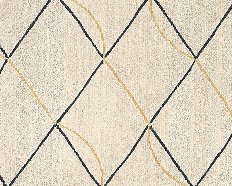 Archloop Geometric Area Rug in Black/Gold/White, Rectangle 12' x 16'