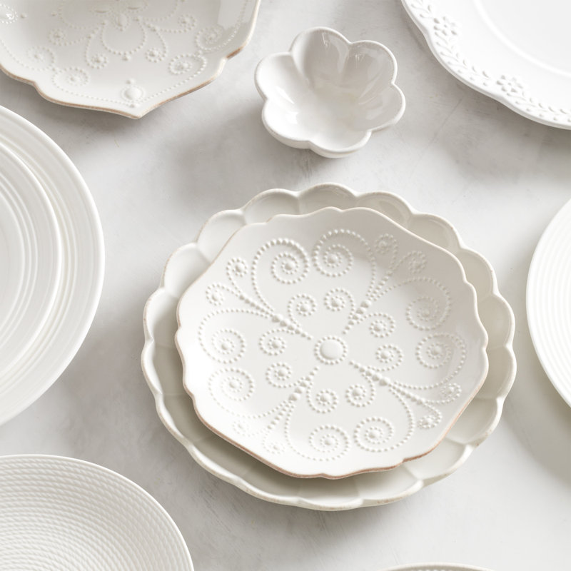 French Perle White 12-Piece Dinnerware Set