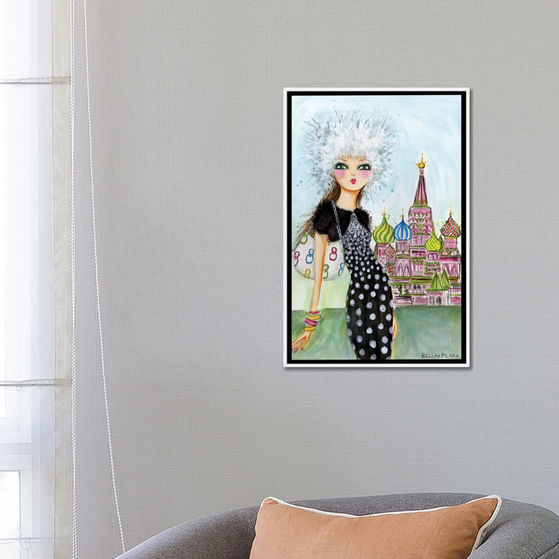 Art de Moscou, H 26 po x l 18 po x P 1,5 po, Toile blanche encadrée