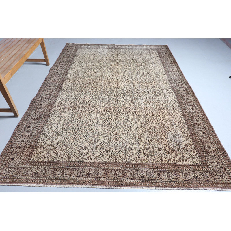 Tapis turc rétro tissé à la main en laine - Motif traditionnel pour une décoration intérieure classique