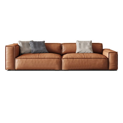 Orange Genuine Leather Modular Sofa cushion couch