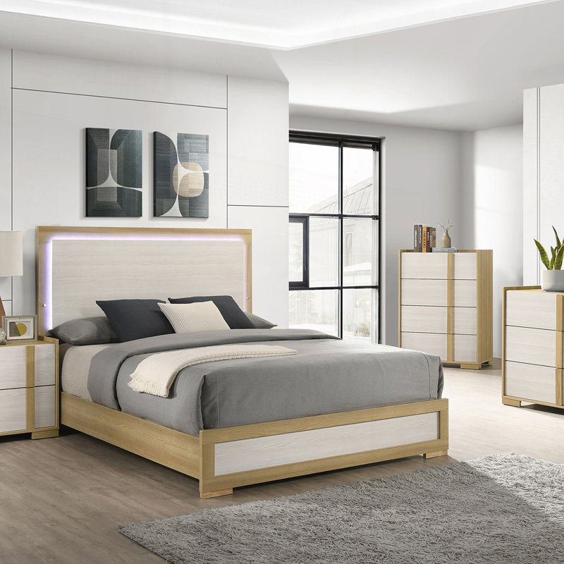 Wood LED Panel Bed
