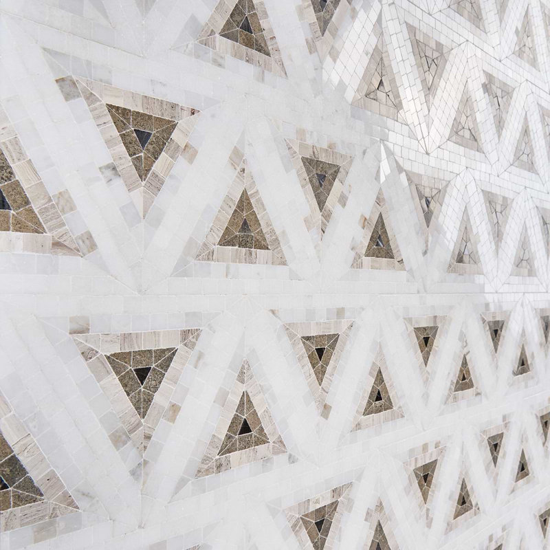 Ako 5" Triangle Marble Micro Mosaic Tile, Saint Laurent Brown