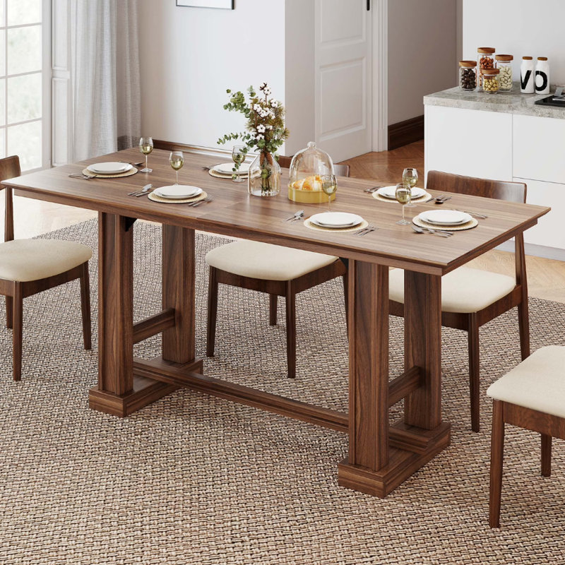 Balconera 70" Farmhouse Dining Table For 6–10 People, Brown
