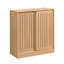 Armoire à chaussures Geno, 2 portes coulissantes à lattes, 4 tablettes, brun chêne, 34 pouces