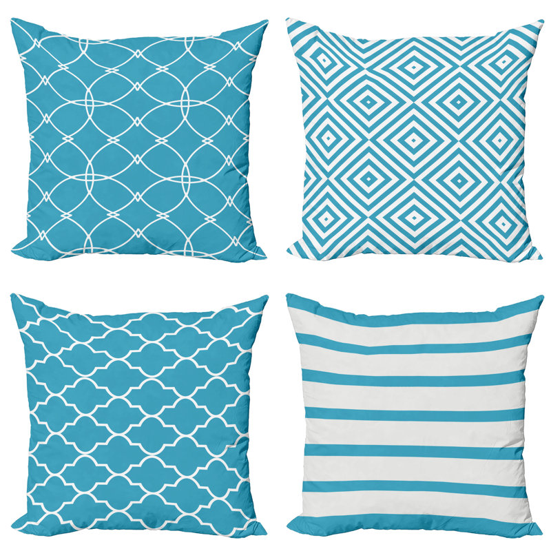 Harkiran Indoor / Outdoor Square Cushion Cover, 40cm H x 40cm W x 0.01cm D, Amber/White