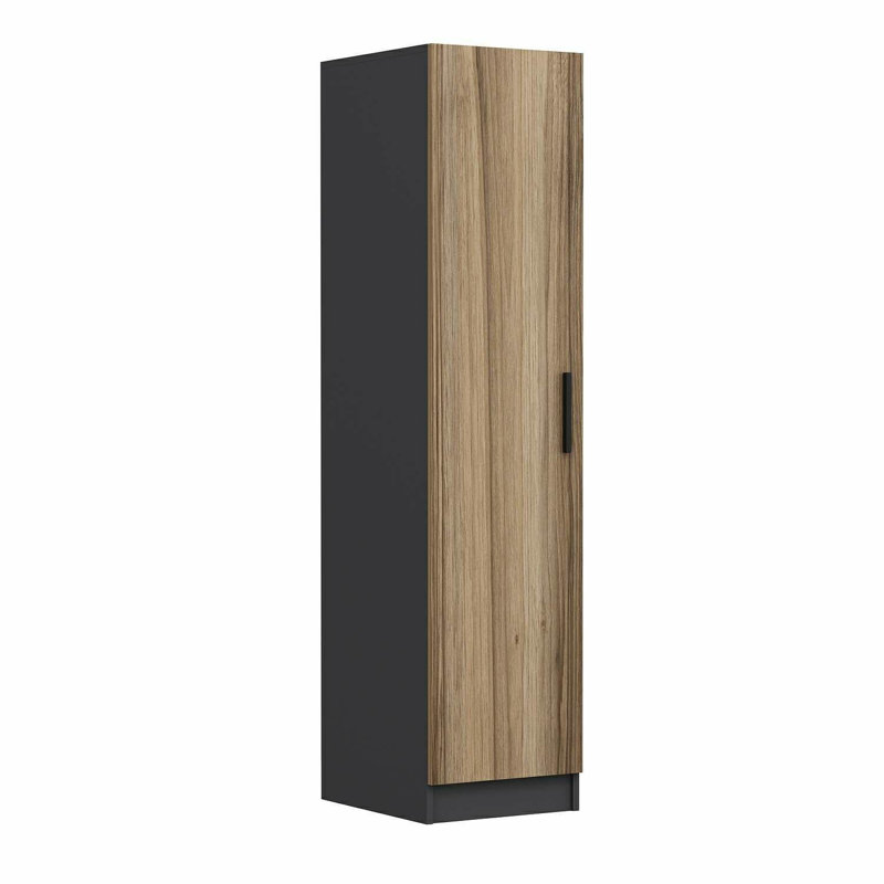 Armoire moderne avec couvercle Wesa, noyer et anthracite, 17,7 po x 82,7 po x 20,5 po Wesa | 100% panneau de particules enduit de mélamine, épaisseur: 0,7 pouce | Nombreuses tablettes, conception murale, solution de rangement élégante et fonctionnelle