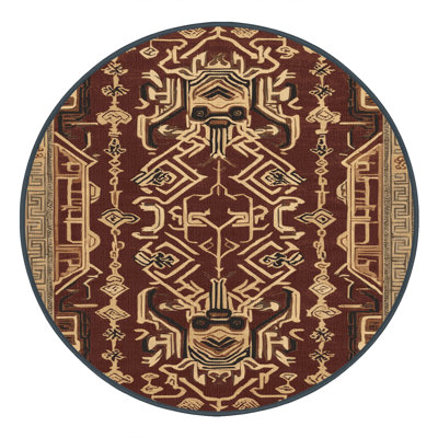 Tapis art déco brun lavable à la machine