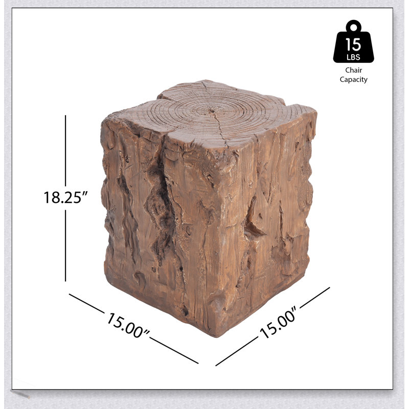 Amira Outdoor And Indoor Stump Shape MGO Side Table, Weather-Resistant And Eco-Friendly Decorative Accent