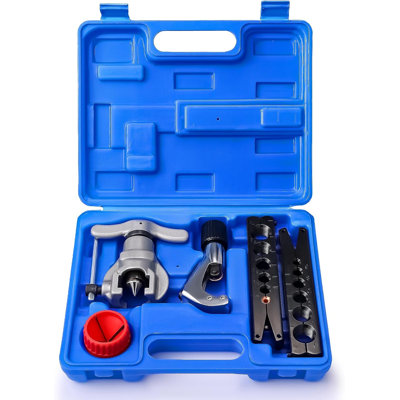 Ensemble d'outils TARBRO CVC FlaringTool pour tuyaux de 1/4 à 3/4 po, de type conique excentrique à 45 degrés, 2 attelles évasées, un outil d'évasement simple avec un coupe-tuyau et un alésoir d'ébavonnage, pour les tuyaux en cuivre et en aluminium