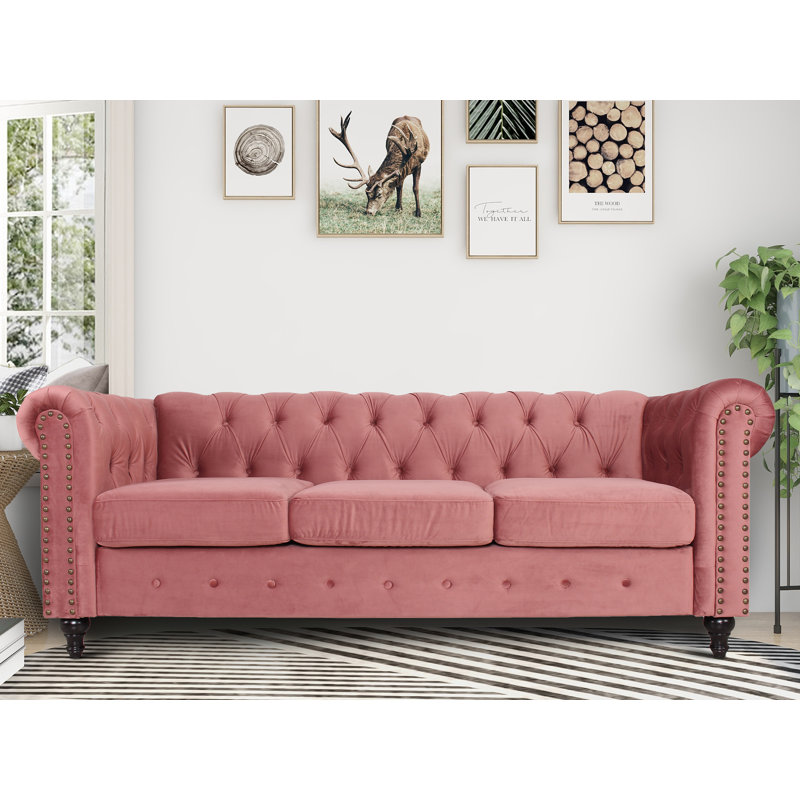 Strock  Arm  Sofa, Smoky  Rose Velvet