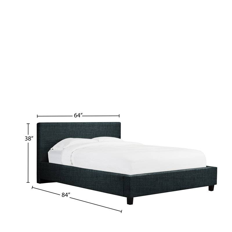 Lit plateforme tapissier à profil bas Heathfield, Double, Denim