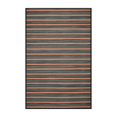 Tapis noir à rayures horizontales lavable à la machine