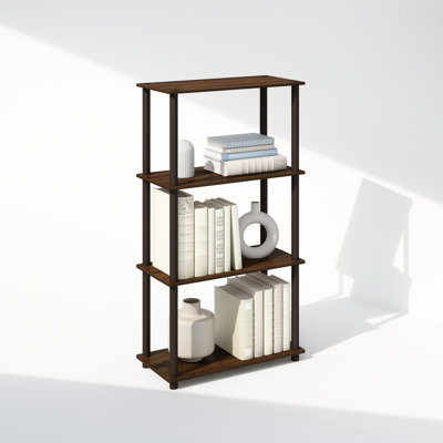 Étagère à livres Turn-N-Tube, bibliothèque à 4 niveaux avec présentoir compact multifonctionnel, 11,6 x 23,6 x 43,2 cm, pour salon, chambre, bureau, noyer/brun