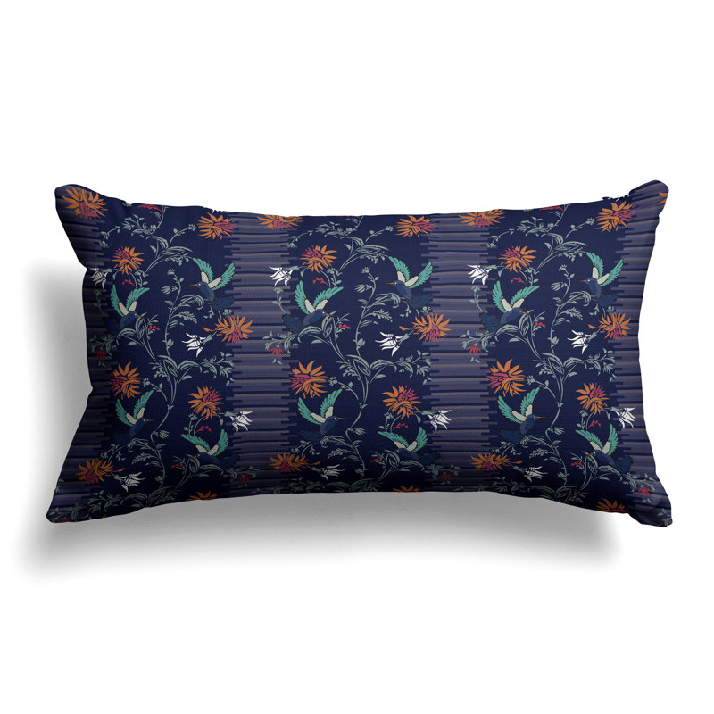 Coussin décoratif Songbird Flora Parade, Bleu / Orange