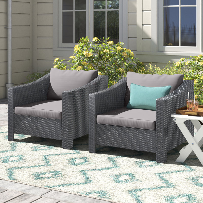 Chaise de patio avec coussins Amarveer, Gris clair