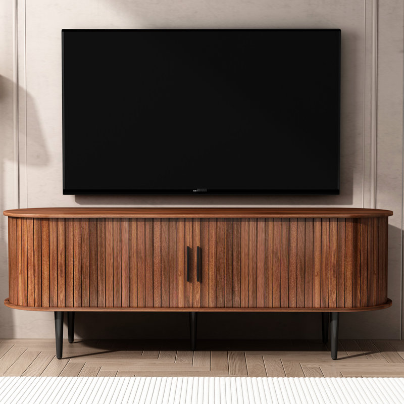 Meuble télé avec rangement et tablettes conçus, H 21,65 po x l 55 po x P 15,75 po