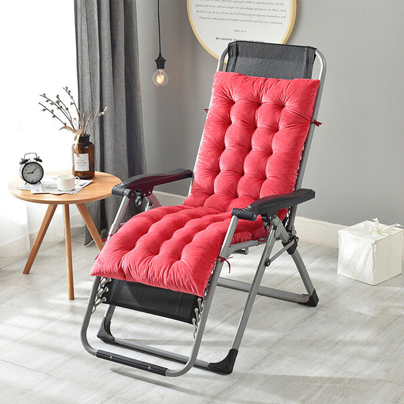 Outdoor 4'' Rocking Chair Chair Pad, Red, 51"W x 20"D